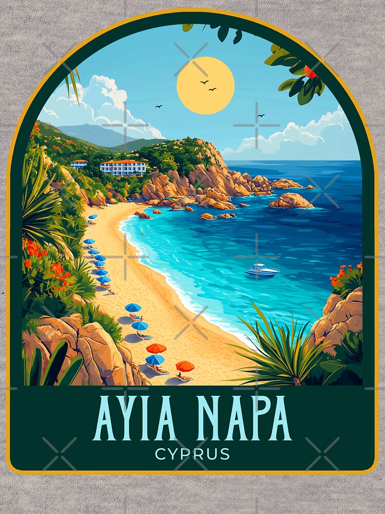 Ayia Napa Vintage Travel Illustration by HomeLivingCo T-Shirts, Hoodie, Sweatshirt | BlankRebels.com (Image 3)