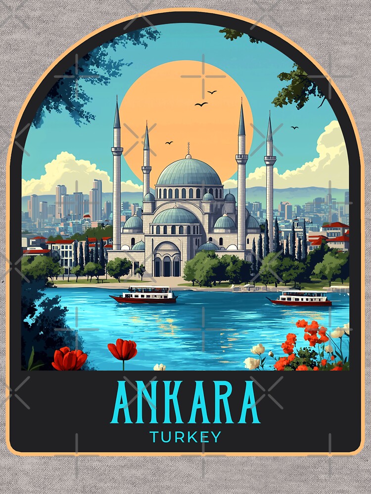 Ankara Vintage Travel Illustration by HomeLivingCo T-Shirts, Hoodie, Sweatshirt | BlankRebels.com (Image 3)