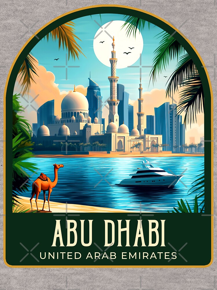 Abu Dhabi Vintage Travel Illustration by HomeLivingCo T-Shirts, Hoodie, Sweatshirt | BlankRebels.com (Image 3)