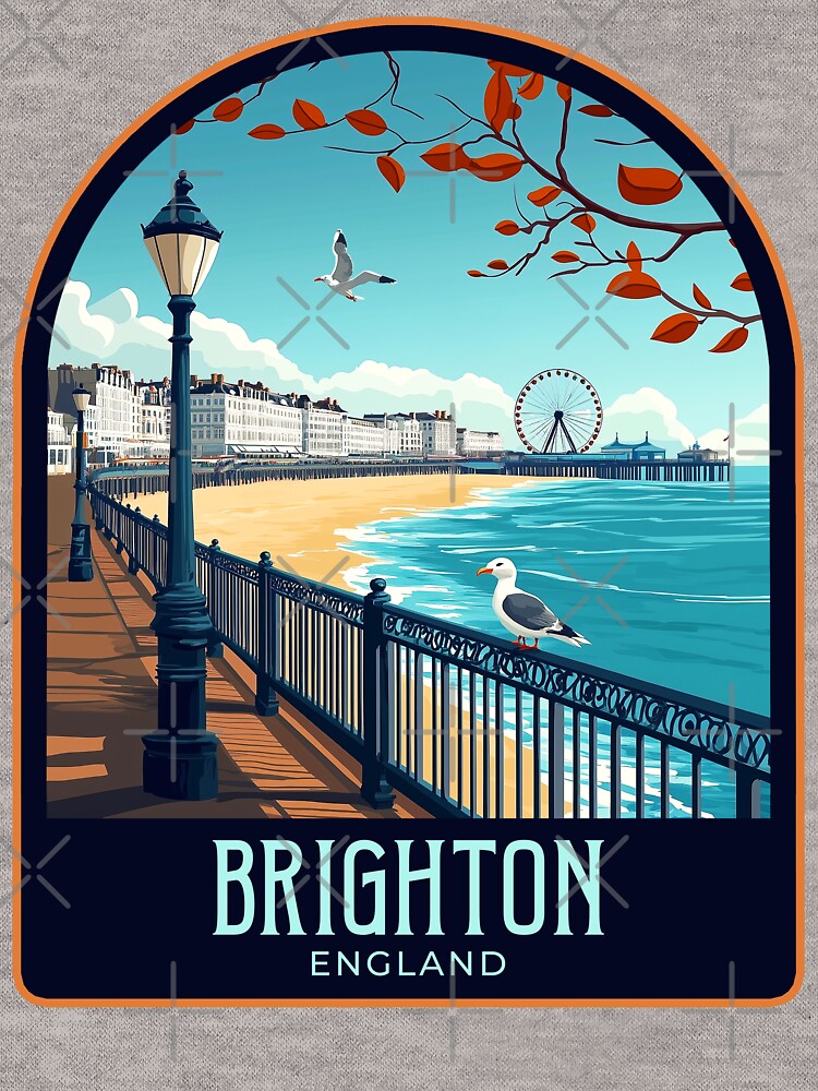 Brighton Vintage Travel Illustration T-Shirts, Hoodie, Sweatshirt