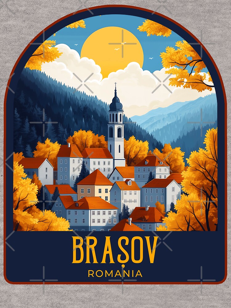 Brașov Vintage Travel Illustration by HomeLivingCo T-Shirts, Hoodie, Sweatshirt | BlankRebels.com (Image 3)