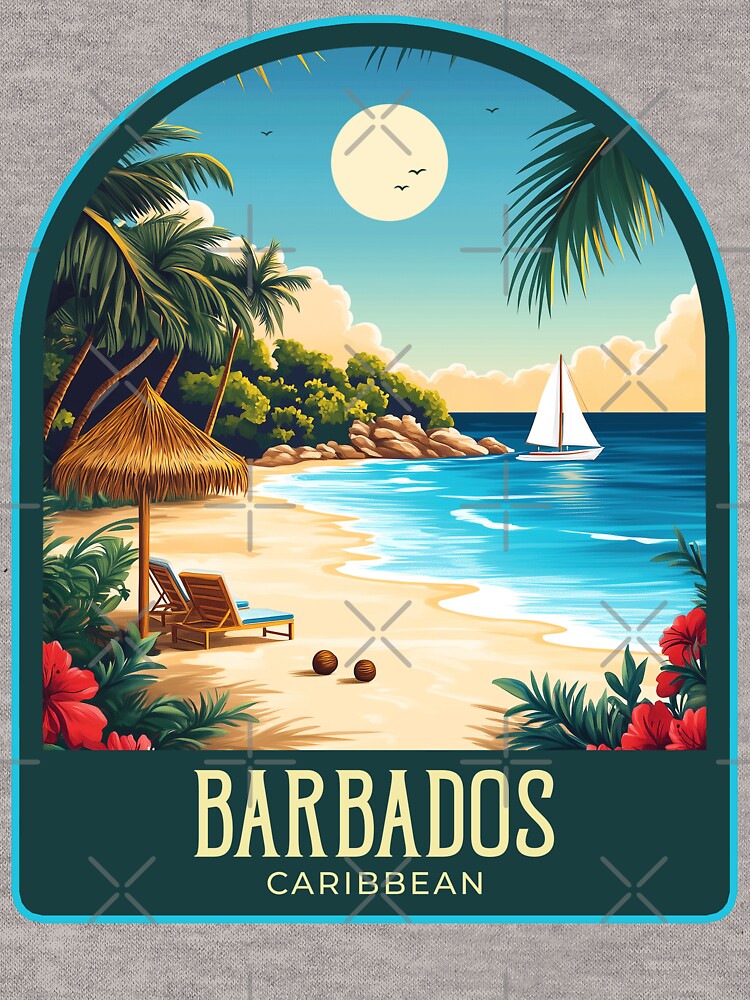 Barbados Vintage Travel Illustration by HomeLivingCo T-Shirts, Hoodie, Sweatshirt | BlankRebels.com (Image 3)