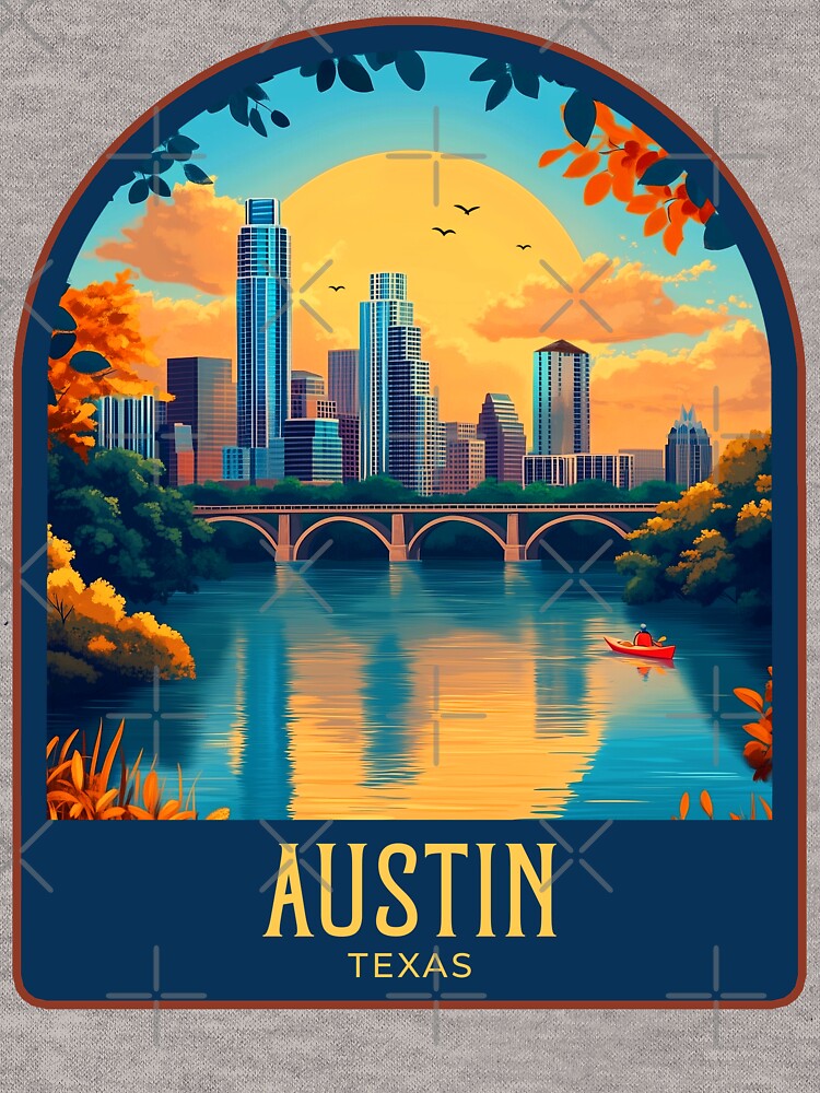 Austin Vintage Travel Illustration T-Shirts, Hoodie, Sweatshirt