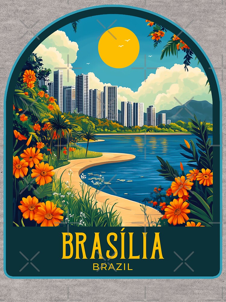 Brasília Vintage Travel Illustration by HomeLivingCo T-Shirts, Hoodie, Sweatshirt | BlankRebels.com (Image 3)