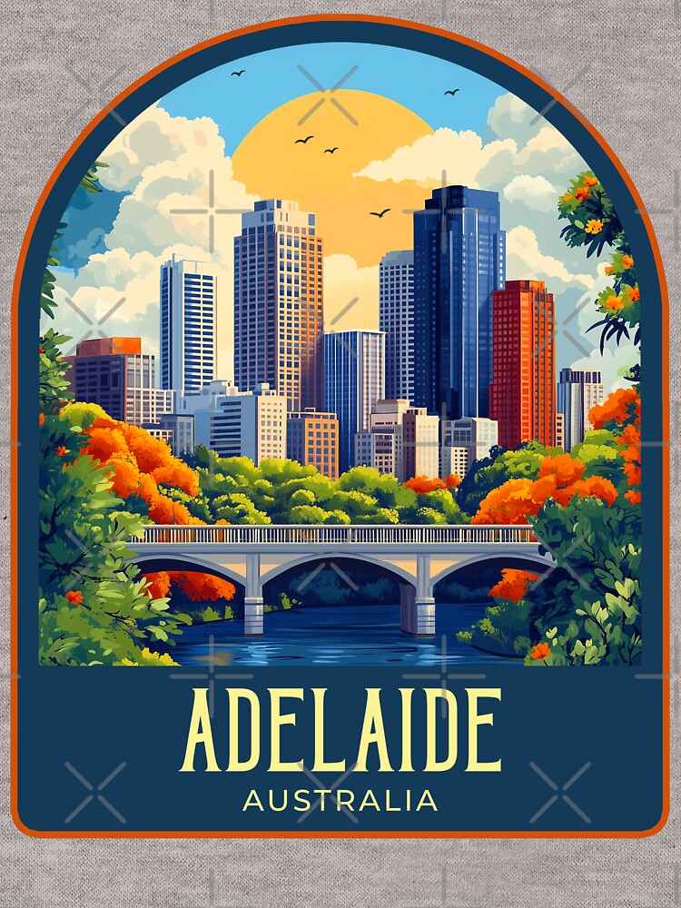 Adelaide Vintage Travel Illustration by HomeLivingCo T-Shirts, Hoodie, Sweatshirt | BlankRebels.com (Image 3)