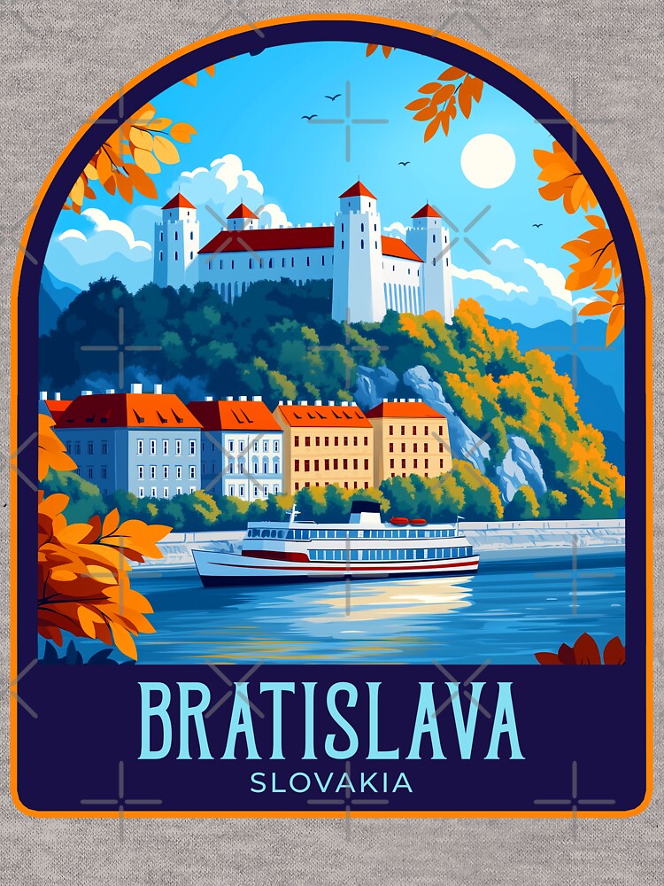 Bratislava Vintage Travel Illustration by HomeLivingCo T-Shirts, Hoodie, Sweatshirt | BlankRebels.com (Image 3)