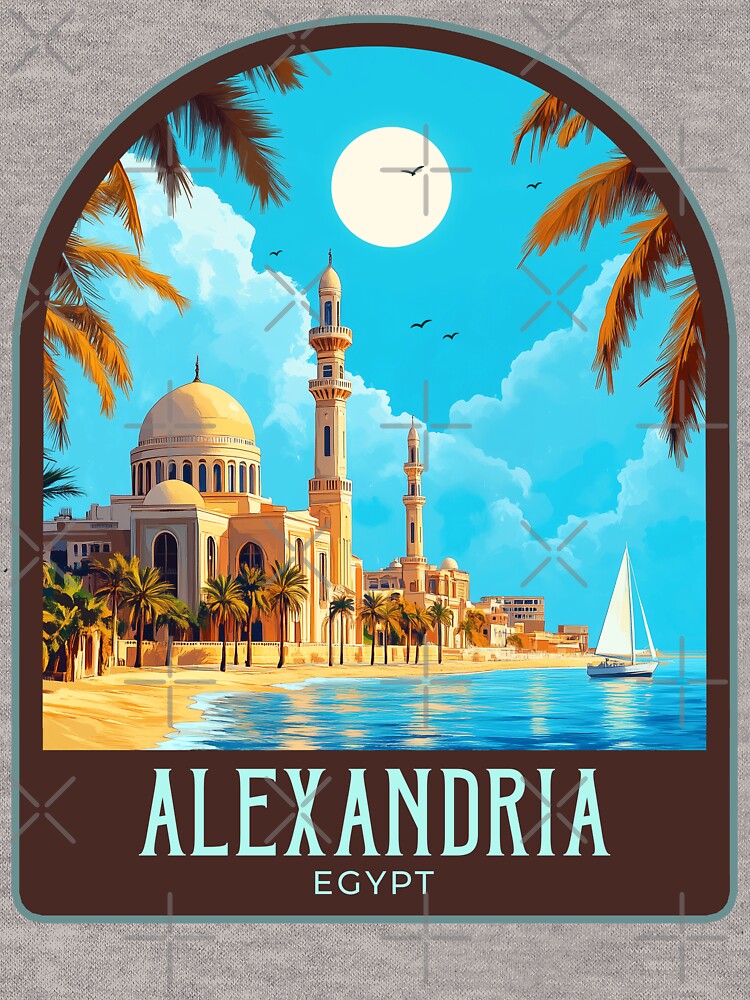 Alexandria Egypt Vintage Travel Illustration T-Shirts, Hoodie, Sweatshirt