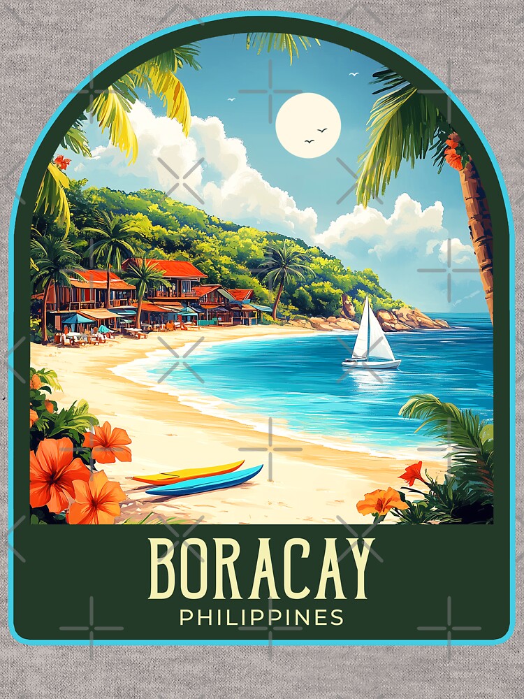 Boracay Vintage Travel Illustration by HomeLivingCo T-Shirts, Hoodie, Sweatshirt | BlankRebels.com (Image 3)
