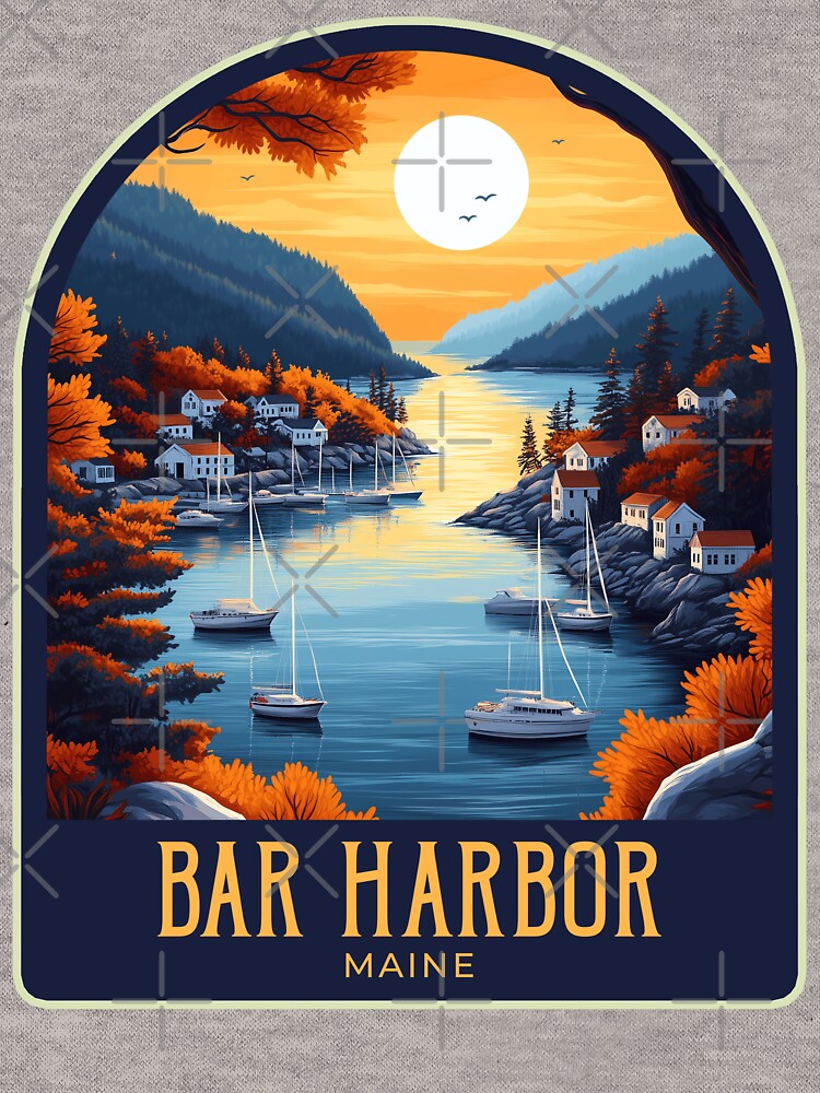 Bar Harbor Vintage Travel Illustration by HomeLivingCo T-Shirts, Hoodie, Sweatshirt | BlankRebels.com (Image 3)