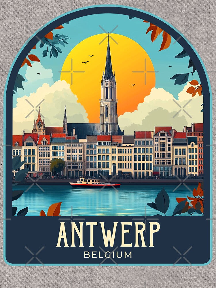 Antwerp Vintage Travel Illustration T-Shirts, Hoodie, Sweatshirt