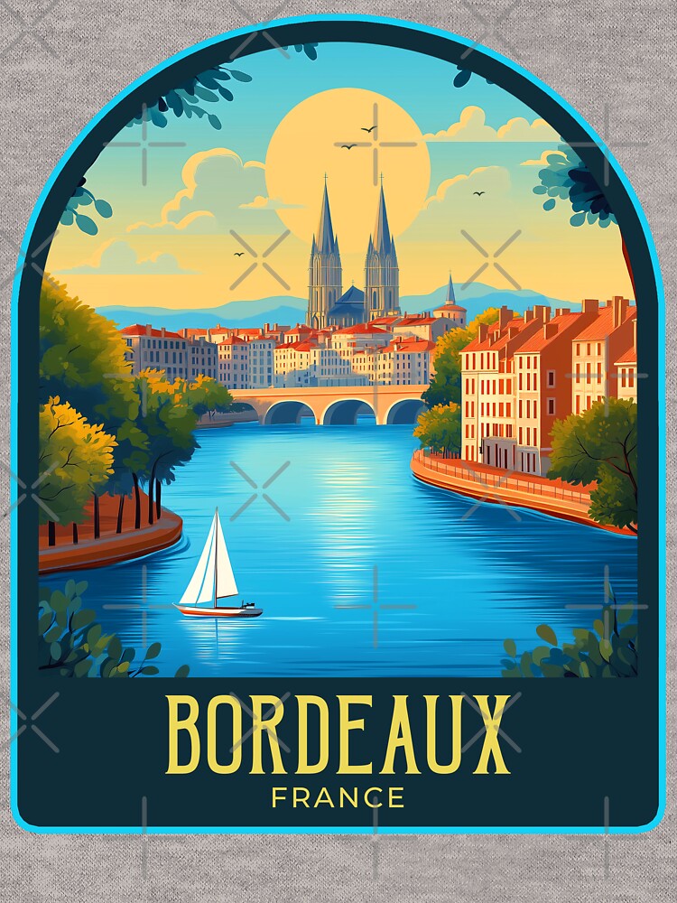 Bordeaux Vintage Travel Illustration by HomeLivingCo T-Shirts, Hoodie, Sweatshirt | BlankRebels.com (Image 3)