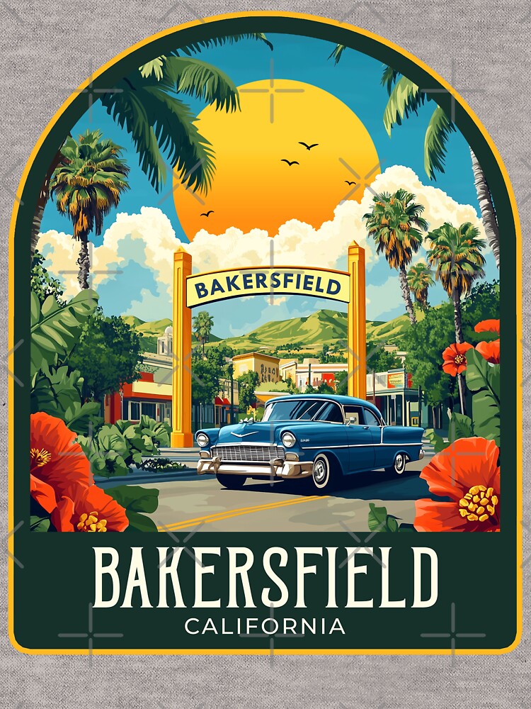 Bakersfield Vintage Travel Illustration by HomeLivingCo T-Shirts, Hoodie, Sweatshirt | BlankRebels.com (Image 3)