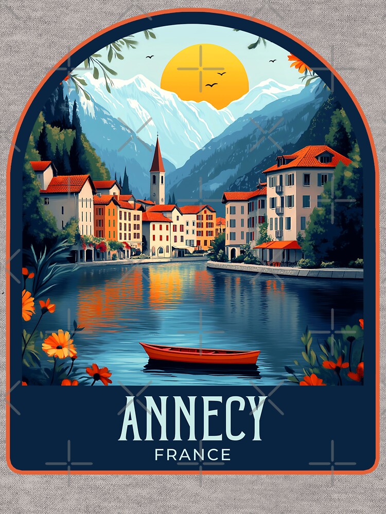 Annecy Vintage Travel Illustration by HomeLivingCo T-Shirts, Hoodie, Sweatshirt | BlankRebels.com (Image 3)