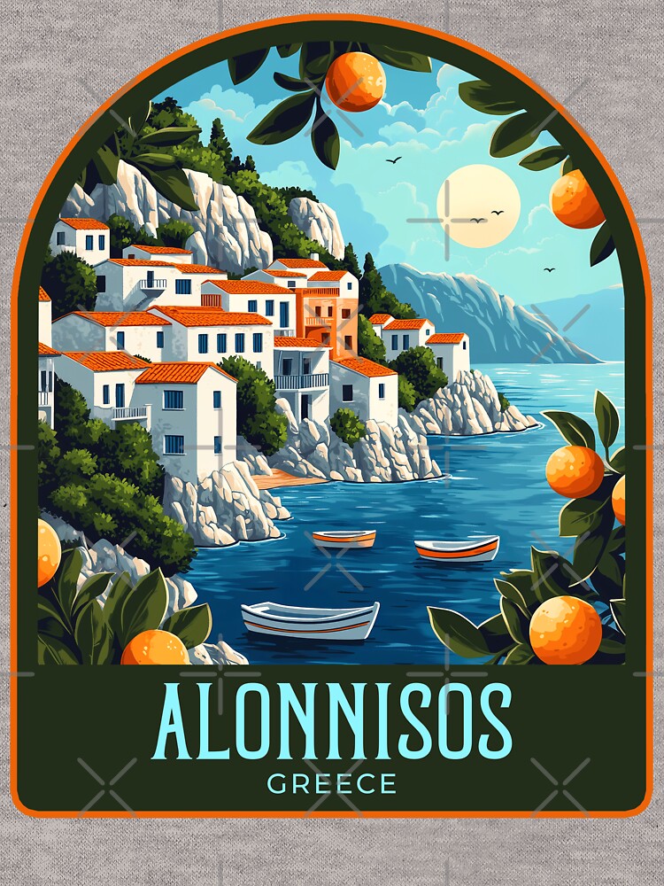 Alonnisos Vintage Travel Illustration by HomeLivingCo T-Shirts, Hoodie, Sweatshirt | BlankRebels.com (Image 3)