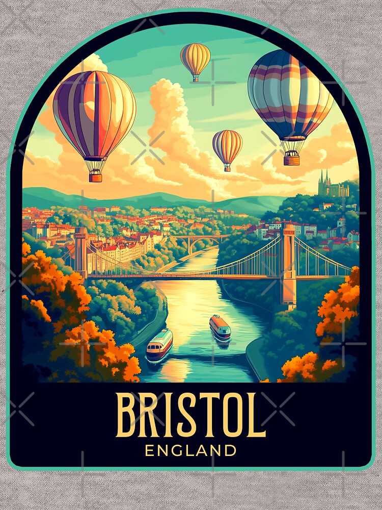 Bristol Vintage Travel Illustration by HomeLivingCo T-Shirts, Hoodie, Sweatshirt | BlankRebels.com (Image 3)