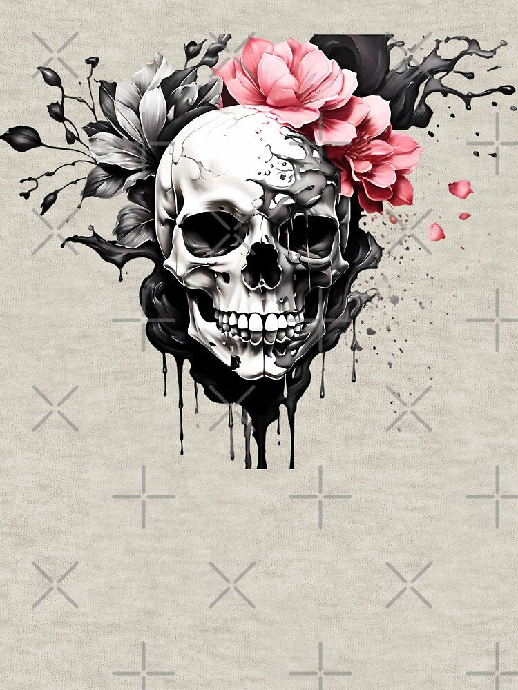 Flowery Skull Ink Dripping Effect by PrintSoulDesign T-Shirts, Hoodie, Sweatshirt | BlankRebels.com (Image 3)