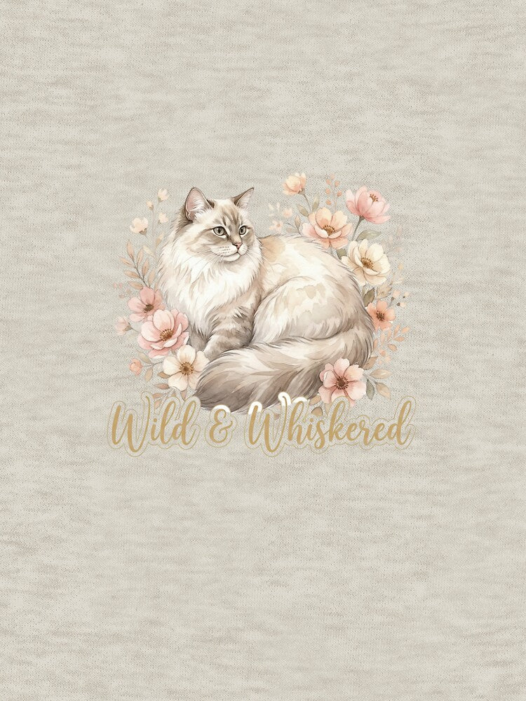 Wild & Whiskered – Floral Cat Cottagecore Vintage Aesthetic T-Shirt Design by Cozy Cat Collective Hoodie,... (Image 3)