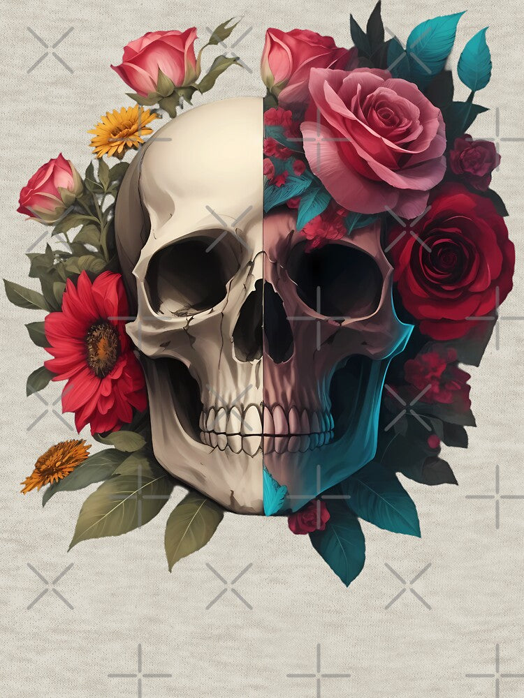 Two face floral skull by PrintSoulDesign T-Shirts, Hoodie, Sweatshirt | BlankRebels.com (Image 3)