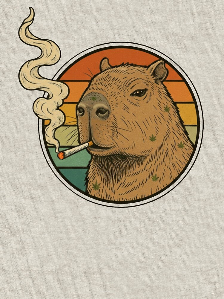 Chill Capybara Smoking Retro Sunset - Funny Aesthetic Animal Art by TSE DESIGN T-Shirts, Hoodie, Sweatshirt (Image 3)