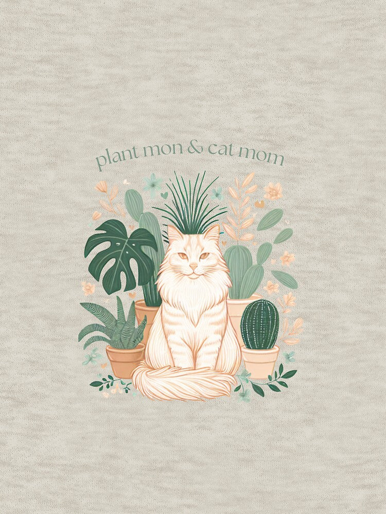 Plant Mom & Cat Mom Aesthetic – Cute Botanical Cat Lover Gift Shirt by Cozy Cat Collective Hoodie, Sweatshirt (Image 3)