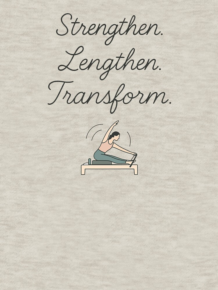 Lengthen. Strengthen. Transform. | Minimalist Reformer Pilates Fitness Tee by Born To Be Fit Hoodie, Sweatshirt (Image 3)