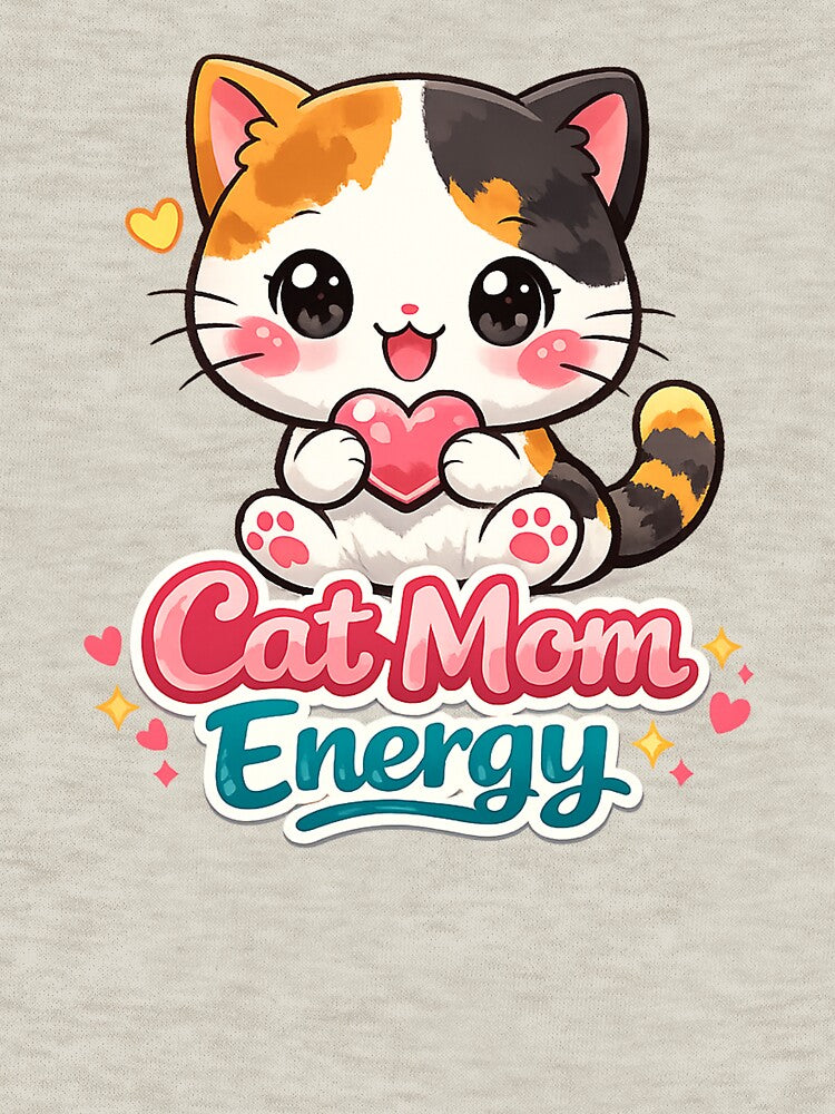 Cat Mom Energy – Cute Chibi Cat Aesthetic Illustration by Edge Case Studio T-Shirts, Hoodie, Sweatshirt (Image 3)