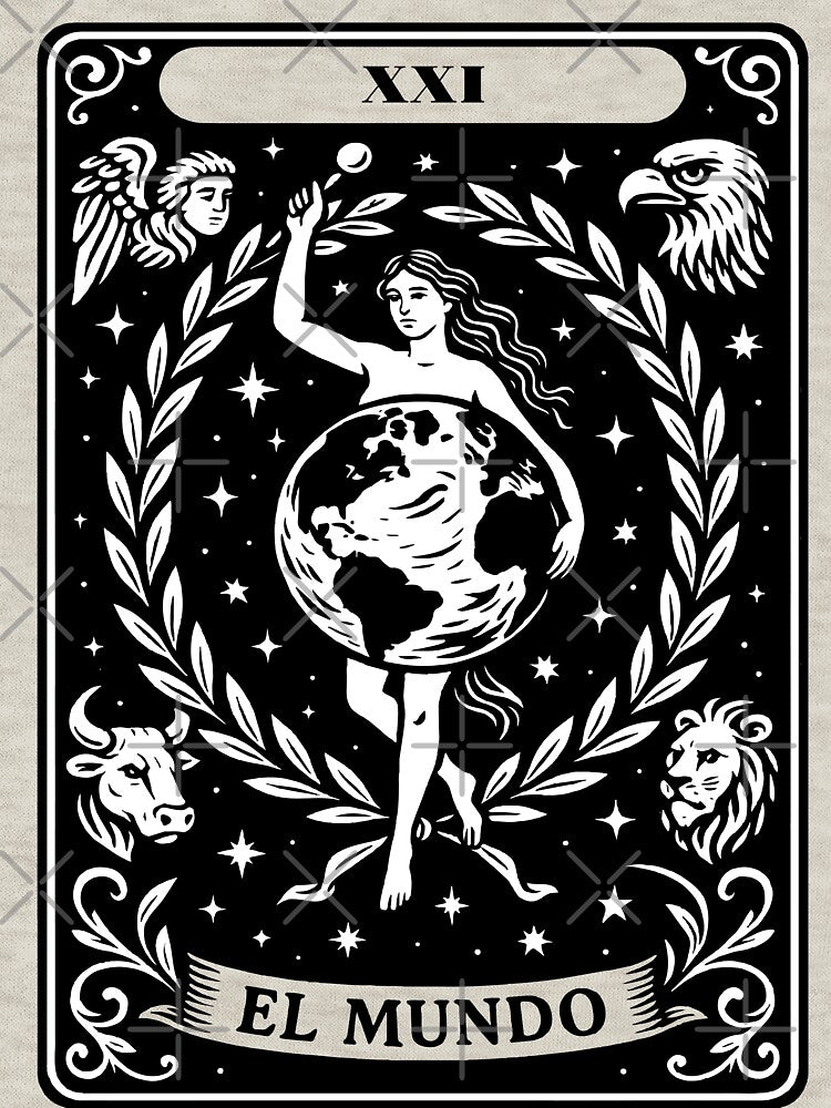 The World Tarot Card Print – Ornamental Black and White Art by  Ojo de Lilith T-Shirts, Hoodie, Sweatshirt (Image 3)