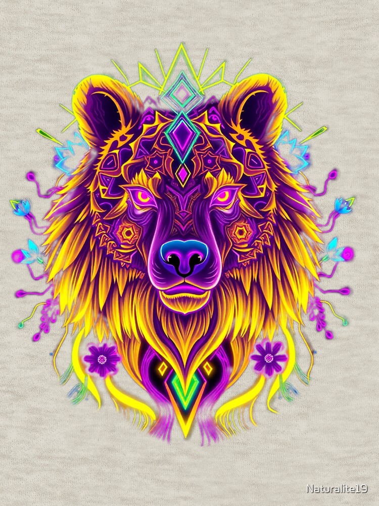 Bear - Neon Geometric Beast Art - Nature & Circuit Fusion Design for T-shirt, Hoodie & Sticker by Naturalite19... (Image 3)