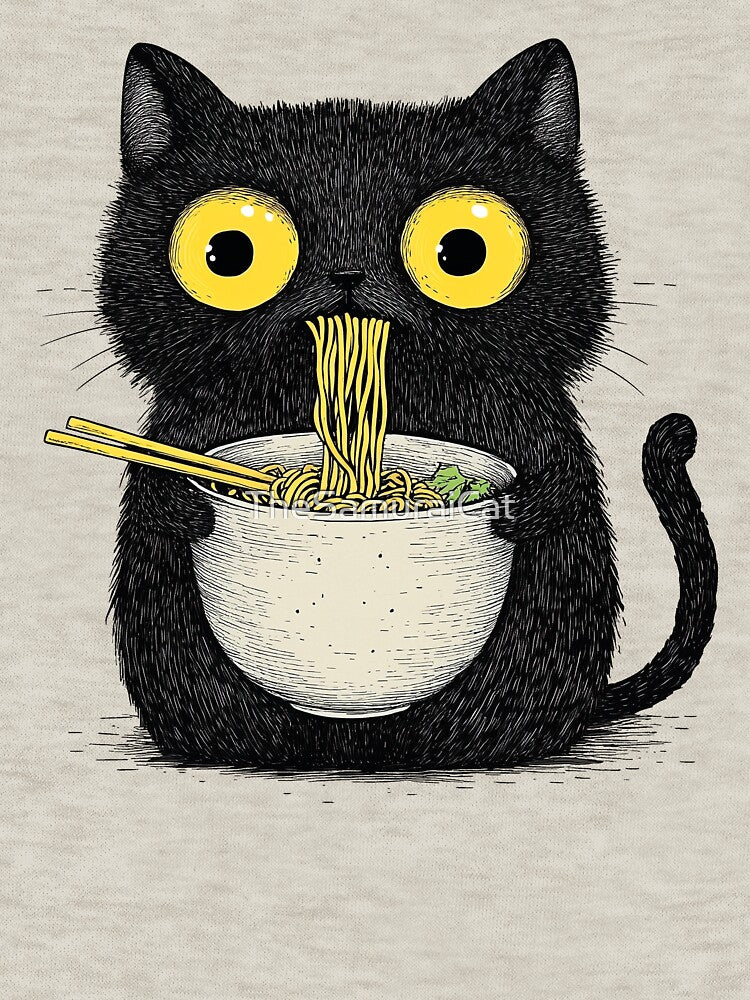 Black Cat Eating Noodles 2 T-Shirts, Hoodie, Sweatshirt