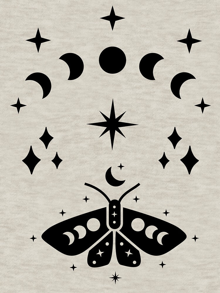 Moon Phase Moth Design - Black by BubonicCowboy T-Shirts, Hoodie, Sweatshirt | BlankRebels.com (Image 3)
