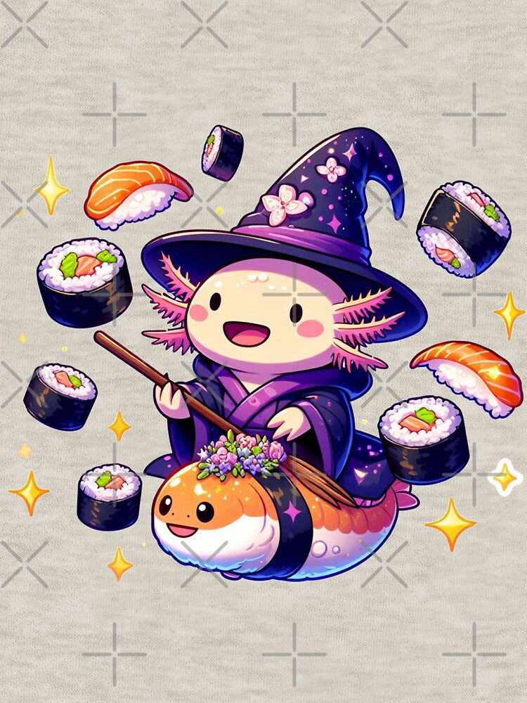 Sushi Spellcaster Axolotl – Magical Wizard Chef of the Sea by NerdiPop T-Shirts, Hoodie, Sweatshirt (Image 3)