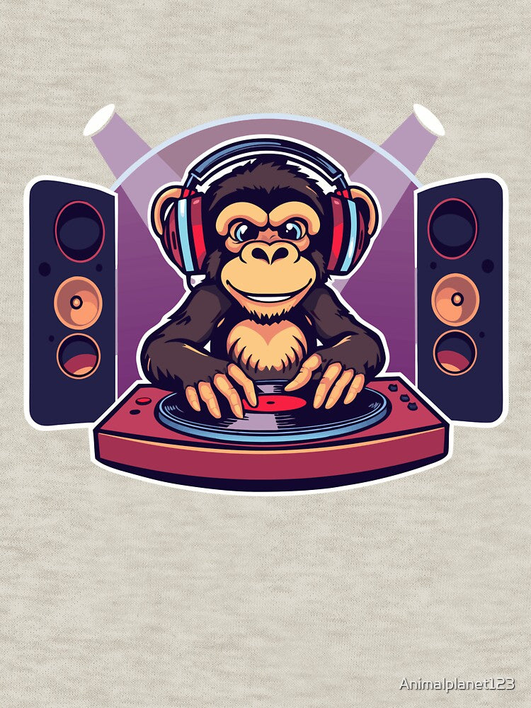 DJ Monkey Spinning Vinyl – Cool Music Lover Design by Animalplanet123 T-Shirts, Hoodie, Sweatshirt (Image 3)