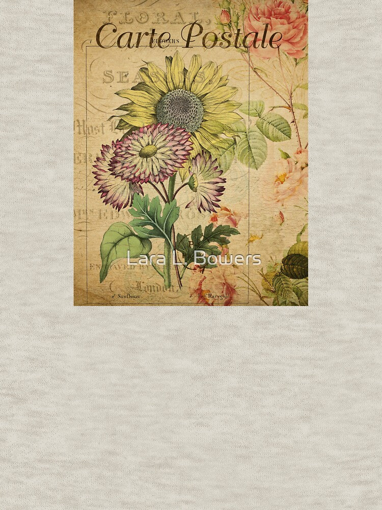 Vintage sunflower postcard style design by Lara L. Bowers T-Shirts, Hoodie, Sweatshirt | BlankRebels.com (Image 3)