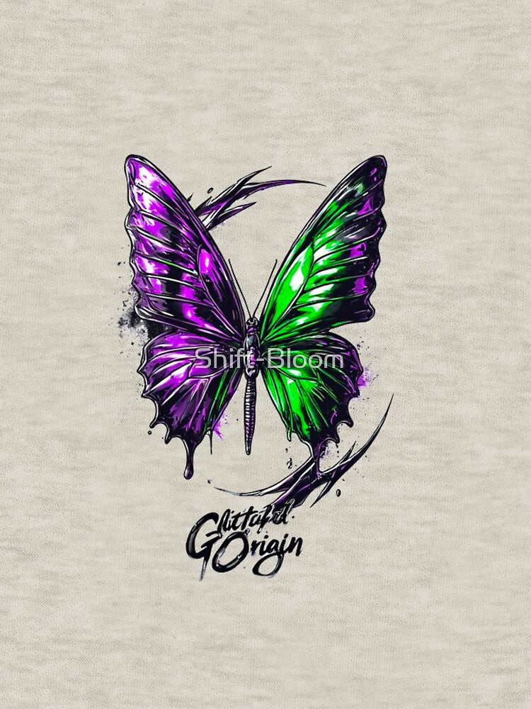 Glitched Origin Butterfly – Y2K Cyber Chrome Streetwear by Shift-Bloom T-Shirts, Hoodie, Sweatshirt (Image 3)