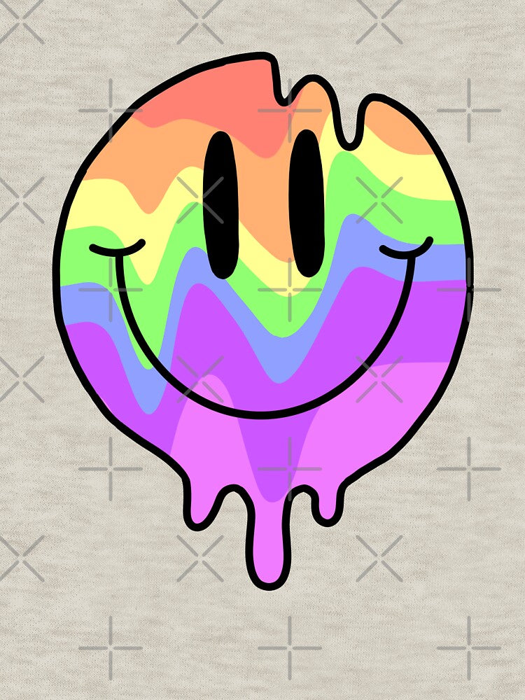 Rainbow melting smiley face by Ironic-luna T-Shirts, Hoodie, Sweatshirt | BlankRebels.com (Image 3)