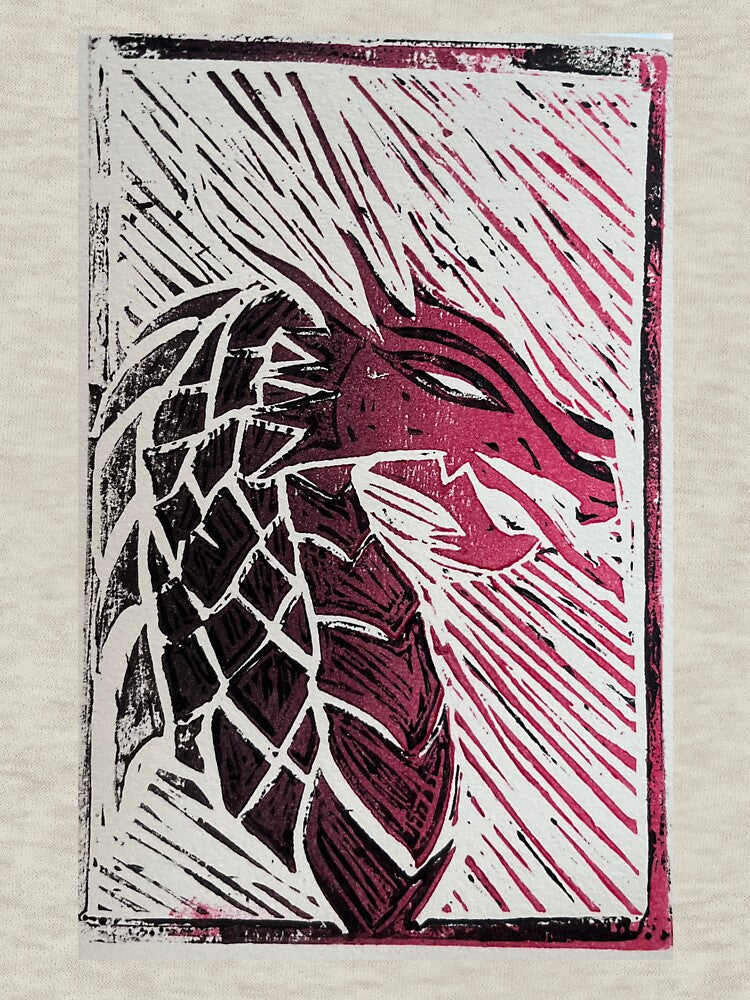 Hand Carved Dragon Lino Print by studiovienn3 T-Shirts, Hoodie, Sweatshirt | BlankRebels.com (Image 3)
