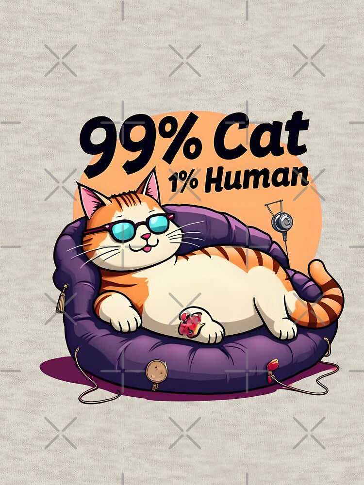 99% Cat, 1% Human – Funny Cat Lover T-Shirt Design by La Velmoréa Hoodie, Sweatshirt | BlankRebels.com (Image 3)