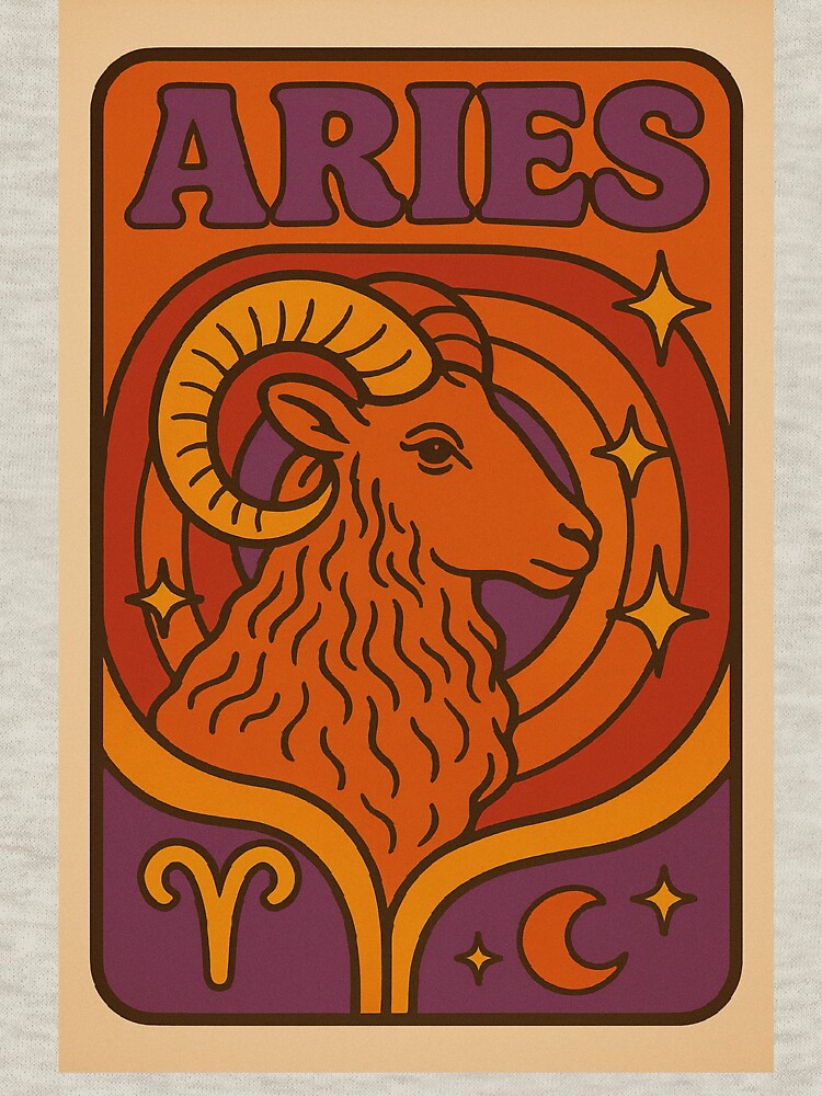 Aries Zodiac Sign Retro Astrology Art by freackly T-Shirts, Hoodie, Sweatshirt | BlankRebels.com (Image 3)