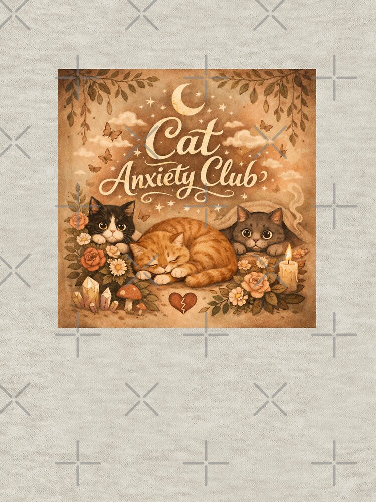 Cat Anxiety Club – Aesthetic Vintage Cozy Cat Illustration by Sanika arts T-Shirts, Hoodie, Sweatshirt (Image 3)