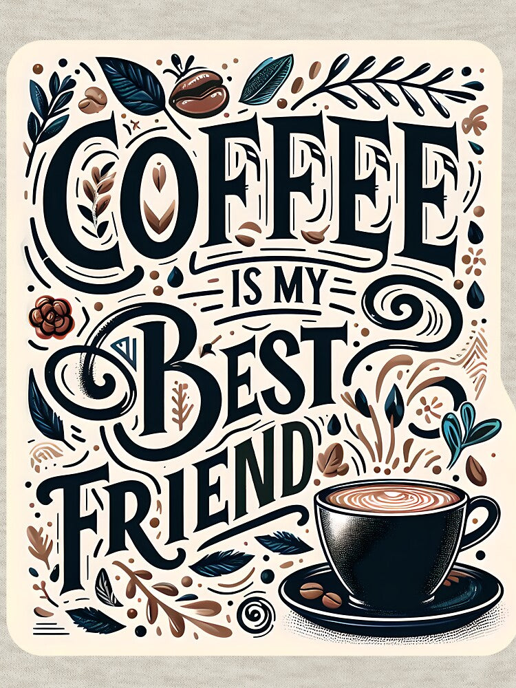Coffee is my best friend, typography by maxmaj T-Shirts, Hoodie, Sweatshirt | BlankRebels.com (Image 3)