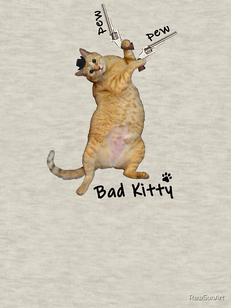 Bad Kitty! Pew Pew! (black text) by RawSunArt T-Shirts, Hoodie, Sweatshirt | BlankRebels.com (Image 3)