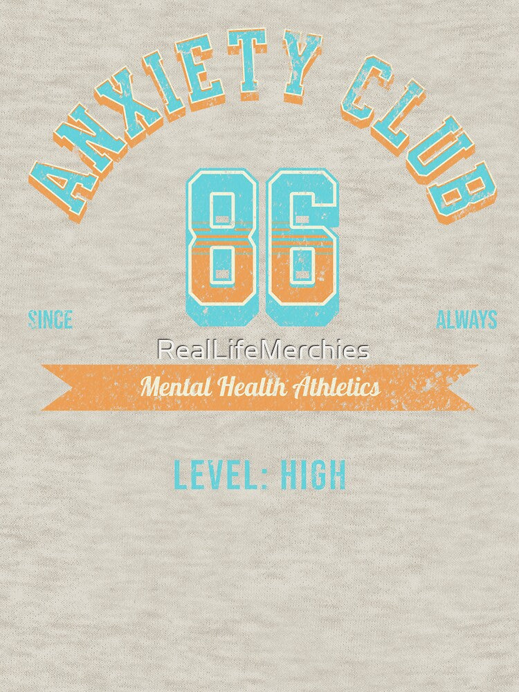 Anxiety Club 86 Level High - Retro Varsity Anxiety Awareness Design by RealLifeMerchies T-Shirts, Hoodie,... (Image 3)