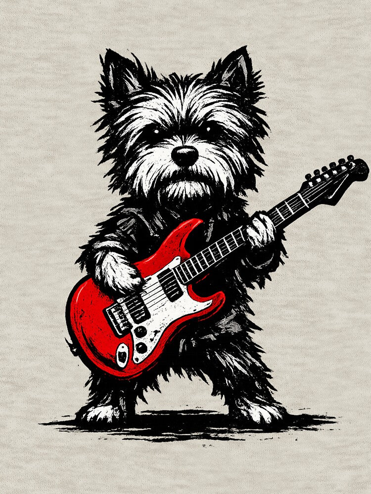 Vintage Yorkie Rock Funny Dog Playing Guitar Rock Style by jolihanot T-Shirts, Hoodie, Sweatshirt | BlankRebels.com (Image 3)