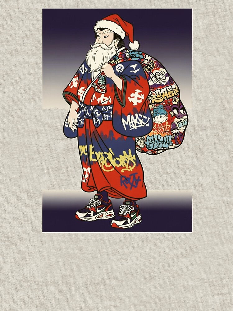 Ukiyo-e Santa Christmas T-shirt, tee, t-shirt, hoodie, sweatshirt, shirt, long sleeve, short sleeve, long... (Image 3)