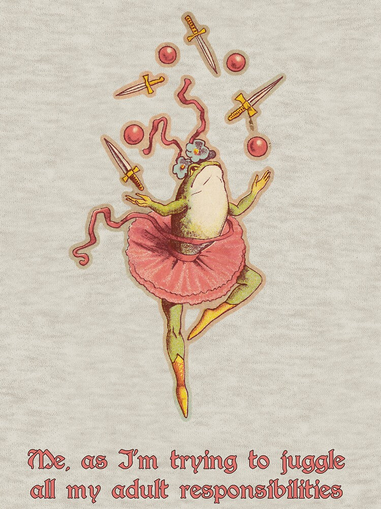 Juggling Adult Responsibilities – Funny Vintage Frog Ballerina Meme Design by Glitchkammer Store T-Shirts,... (Image 3)