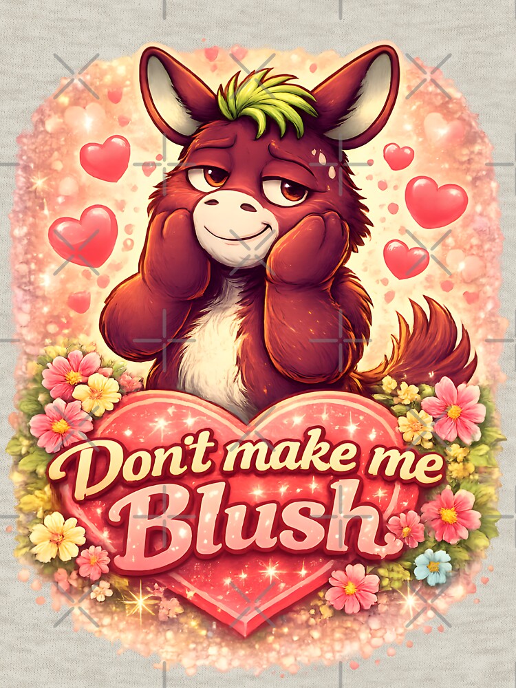 Funny Life of Donkey Cartoon with text "Don't Make me Blush" | Sarcastic Human Mind Humor Illustration |... (Image 3)
