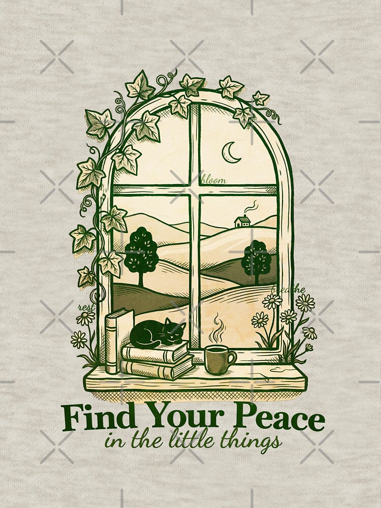 Find Your Peace - Cottagecore Window Vintage Illustration by gringoods T-Shirts, Hoodie, Sweatshirt (Image 3)