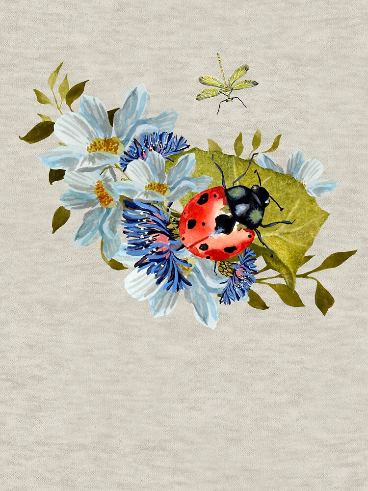 Flower daisy ladybug leaves dragonfly a watercolor beige by Yana Mustafina | Boho Soulful Designs T-Shirts,... (Image 3)