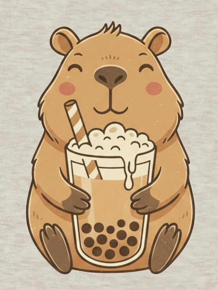 Cute Capybara Drinking Boba Tea Vintage Kawaii T-Shirts, Hoodie, Sweatshirt