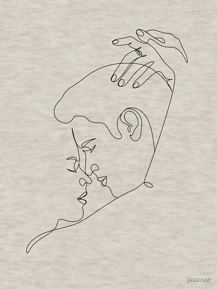 hugging faces line | couple line art | line art | romantic line art by jassnour T-Shirts, Hoodie, Sweatshirt (Image 3)